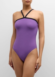 Lisa Marie Fernandez Contrast Piping One-Piece Swimsuit 