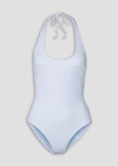 Lisa Marie Fernandez - Amber perforated halterneck swimsuit - White - 0