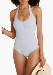 Lisa Marie Fernandez - Amber perforated halterneck swimsuit - White - 0