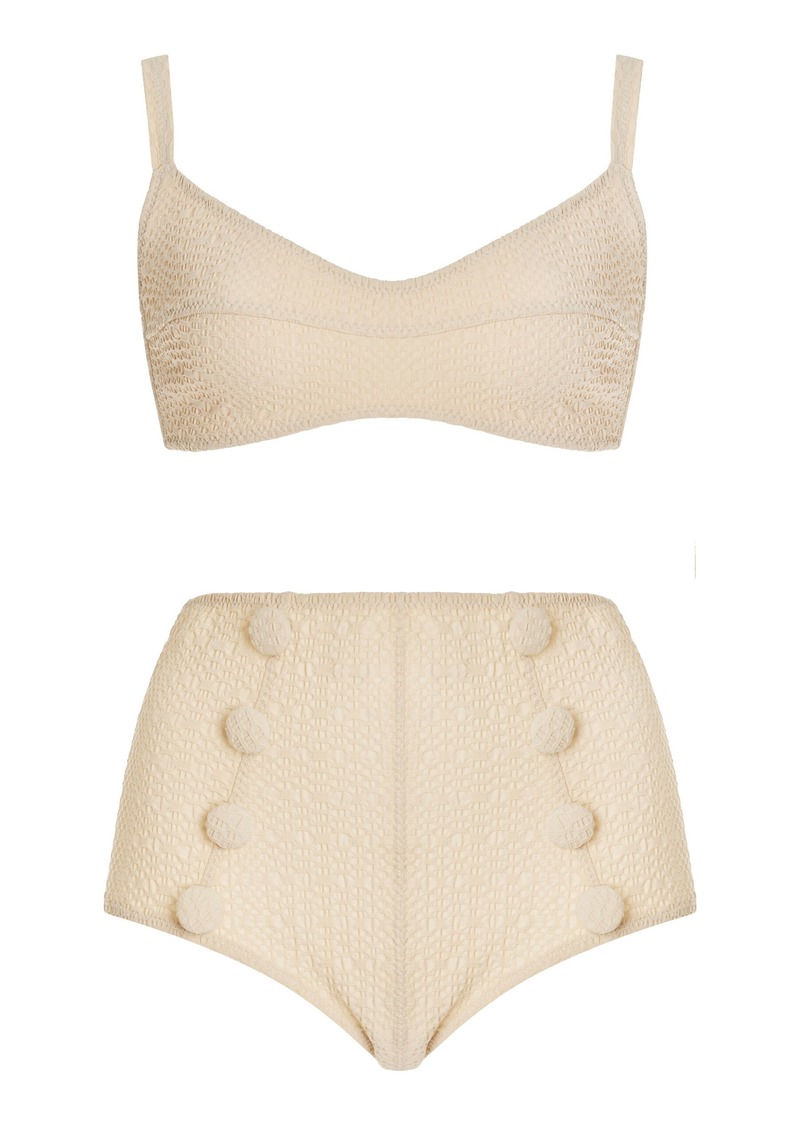 Lisa Marie Fernandez - Balconette High-Waist Bikini Set - Ivory - L - Moda Operandi