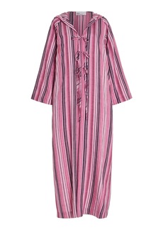 Lisa Marie Fernandez - Beach Striped Linen-Blend Maxi Cape Dress - Stripe - 2 - Moda Operandi