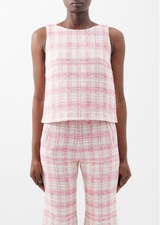 Lisa Marie Fernandez - Checked Cotton-blend Tweed Top - Womens - Pink White