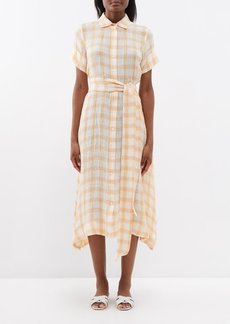 Lisa Marie Fernandez - Checked Linen-blend Shirt Dress - Womens - Peach