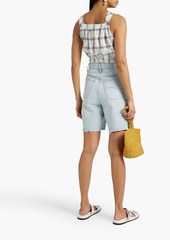 Lisa Marie Fernandez - Cropped checked linen top - White - 4