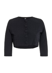 Lisa Marie Fernandez - Cropped Seersucker Cardigan - Black - 3 - Moda Operandi