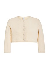 Lisa Marie Fernandez - Cropped Seersucker Cardigan - Ivory - XS - Moda Operandi