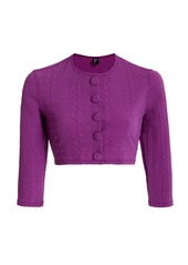 Lisa Marie Fernandez - Cropped Seersucker Cardigan - Pink - 2 - Moda Operandi