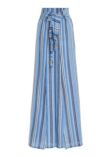 Lisa Marie Fernandez - Farrah Linen-Blend Wrap Pants - Blue - L - Moda Operandi