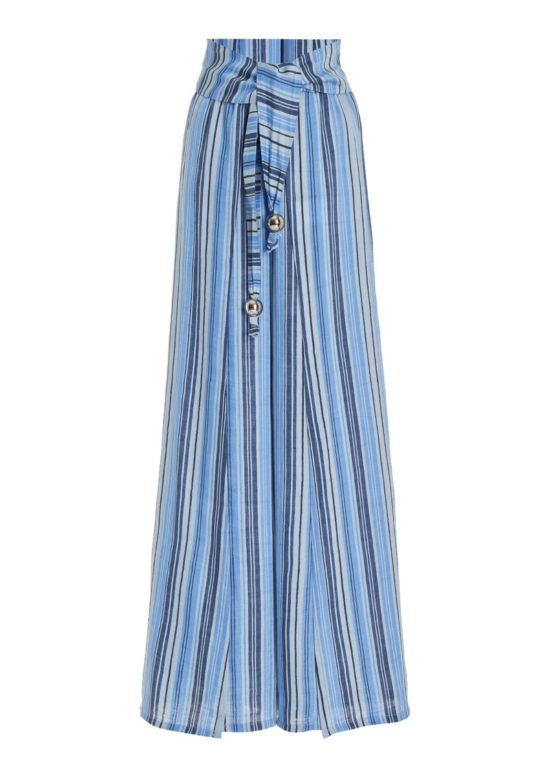 Lisa Marie Fernandez - Farrah Linen-Blend Wrap Pants - Blue - L - Moda Operandi