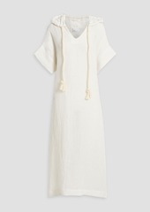 Lisa Marie Fernandez - Glittered cotton and linen-blend gauze hooded kaftan - White - 1