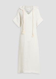 Lisa Marie Fernandez - Glittered cotton and linen-blend gauze hooded kaftan - White - 1