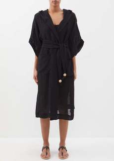 Lisa Marie Fernandez - Organic Linen-blend Hooded Robe - Womens - Black