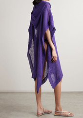 Lisa Marie Fernandez - Oversized crinkled linen-blend gauze poncho - Purple - XS/S