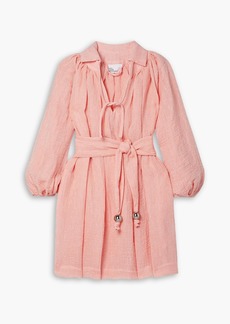 Lisa Marie Fernandez - Poet belted linen-blend gauze mini dress - Pink - 4
