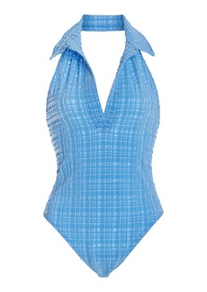 Lisa Marie Fernandez - Polo Seersucker One-Piece Swimsuit - Blue - XS - Moda Operandi