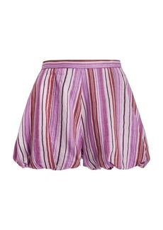 Lisa Marie Fernandez - Pouf Tufted Linen-Blend Shorts - Stripe - 0 - Moda Operandi