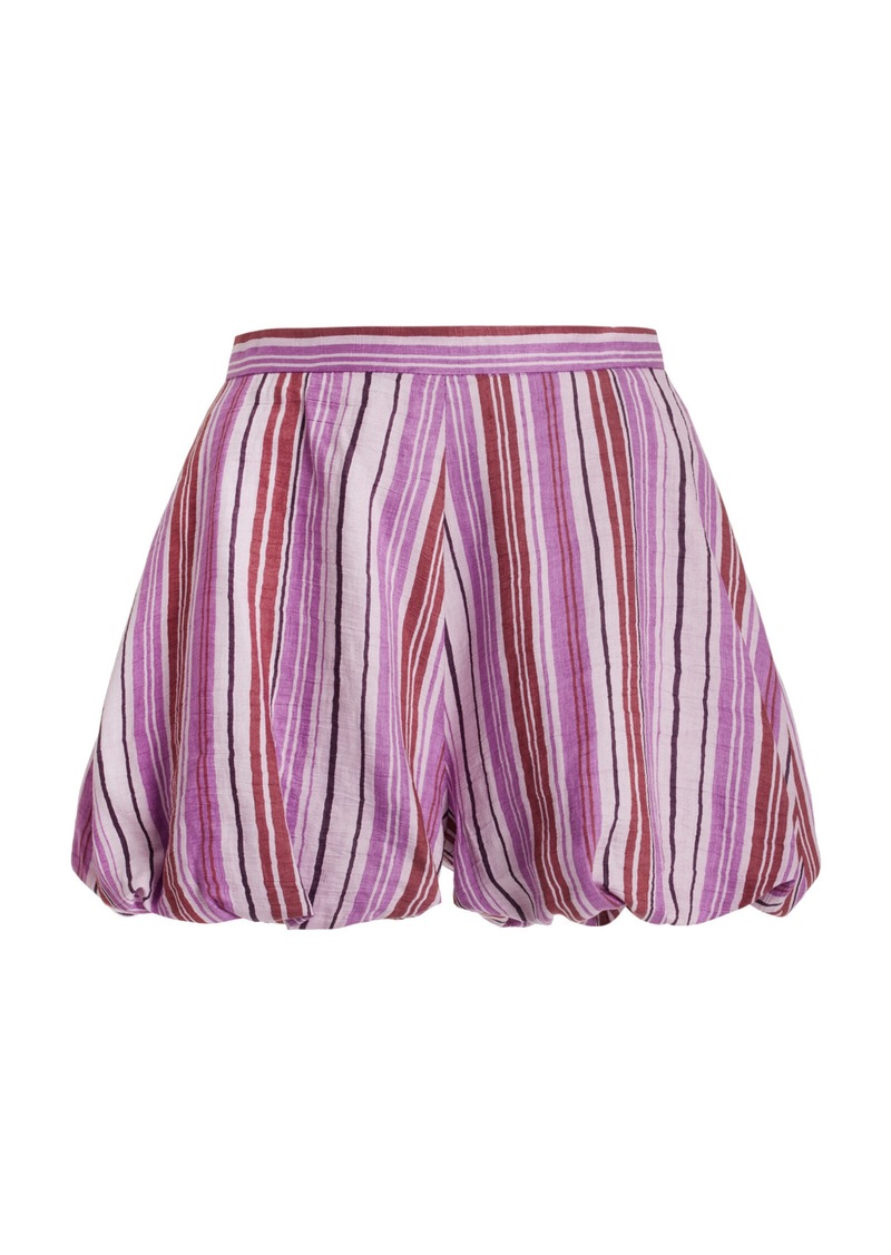 Lisa Marie Fernandez - Pouf Tufted Linen-Blend Shorts - Stripe - 1 - Moda Operandi