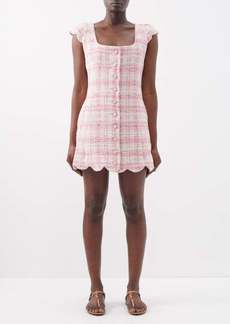 Lisa Marie Fernandez - Scallop Cap Tweed-jacquard Cotton-blend Mini Dress - Womens - Pink