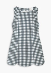 Lisa Marie Fernandez - Scalloped checked cotton-blend bouclé-jacquard mini dress - Blue - 4