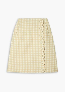 Lisa Marie Fernandez - Scalloped checked cotton-blend bouclé-jacquard skirt - Yellow - 0