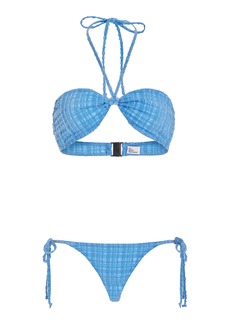 Lisa Marie Fernandez - Seersucker Halter Bandeau Bikini Top - Blue - L - Moda Operandi