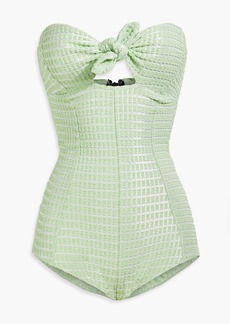 Lisa Marie Fernandez - Metallic seersucker bandeau swimsuit - Green - 2