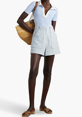 Lisa Marie Fernandez - Tennis checked cotton-blend bouclé-jacquard shorts - Blue - 2