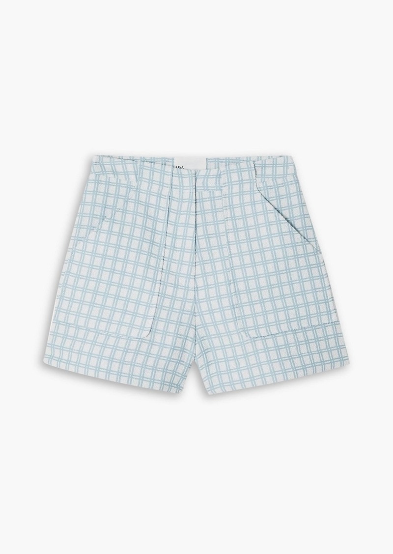 Lisa Marie Fernandez - Tennis checked cotton-blend bouclé-jacquard shorts - Blue - 2