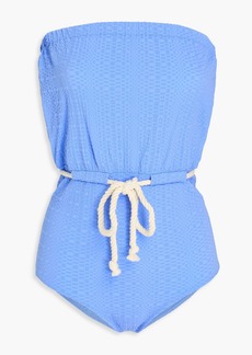 Lisa Marie Fernandez - Victor rope-detailed seersucker bandeau swimsuit - Blue - 0