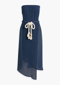 Lisa Marie Fernandez - Victor strapless wrap-effect linen-blend gauze midi dress - Blue - 1