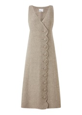 Lisa Marie Fernandez - Women's Scalloped Linen-Blend Midi Wrap Dress - Neutral - Moda Operandi