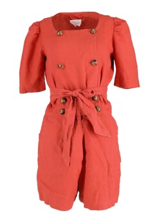 Lisa Marie Fernandez Belted Jumpsuit in Orange Linen