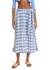 Lisa Marie Fernandez Farrah Check Linen Blend Circle Skirt