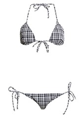 Lisa Marie Fernandez Padded Triangle Two-Piece Bikini in Black/White Plaid Seersucker at Nordstrom