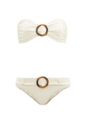 Lisa Marie Fernandez Ring-front bandeau cotton-blend bikini
