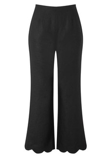 Lisa Marie Fernandez Scallop Hem Linen Pants in Black at Nordstrom