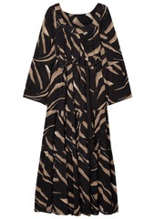 Lisa Marie Fernandez Woman Laure Belted Zebra-print Burnout Crepe Maxi Dress Black