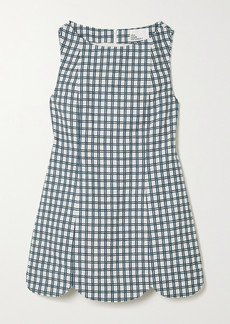 Lisa Marie Fernandez Net Sustain Scalloped Checked Cotton-blend Boucle-jacquard Mini Dress