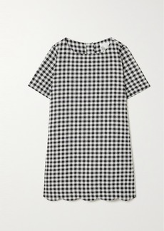 Lisa Marie Fernandez Net Sustain Scalloped Gingham Cotton-blend Boucle-jacquard Mini Dress