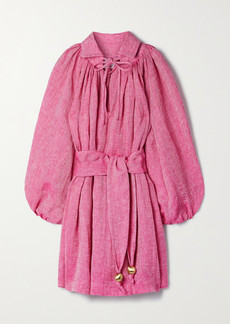 Lisa Marie Fernandez Poet Belted Linen-blend Gauze Mini Dress