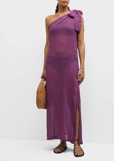 Lisa Marie Fernandez Sarong Gauze One-Shoulder Maxi Dress