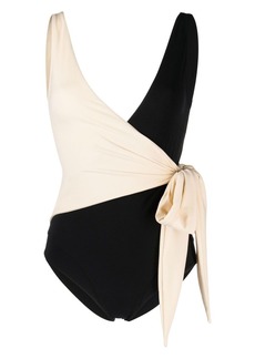 Lisa Marie Fernandez tie-detail two-tone swimsuit
