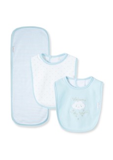 Little Me Baby Boys Welcome to the World Bib and Burp Set, 3 Piece Set - Blue