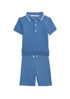 Little Me Little Boy's 2-Piece Ribbed Polo & Shorts Set