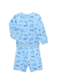 Little Me Little Boy's 2-Piece Safari Sweatshirt & Shorts Set