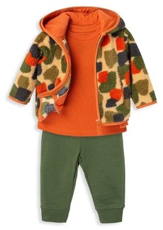 Little Me Little Boy's 3-Piece Faux Fur Jacket, Sweatshirt & Joggers Set