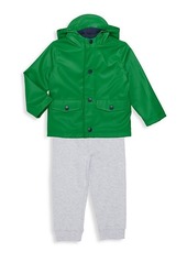 Little Me Little Boy's 3-Piece Raincoat, Top & Pant Set