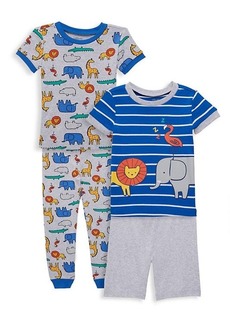 Little Me ​Little Boy’s 4-Piece Animal-Print T-Shirts, Leggings & Shorts Sleep Set