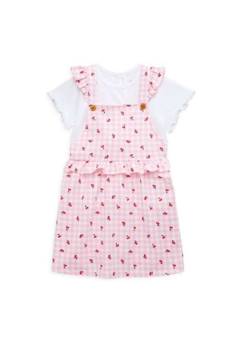 Little Me Little Girl's 2-Piece Solid Tee & Cherry Print Dress Set