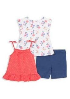 Little Me ​Little Girl’s 3-Piece Tops and Shorts Set
